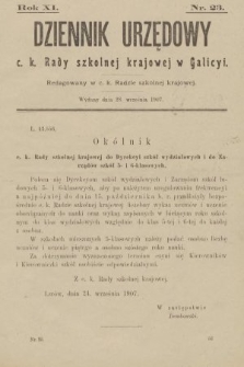 Dziennik Urzędowy C. K. Rady Szkolnej Krajowej w Galicyi. 1907, nr 23