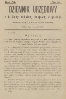 Dziennik Urzędowy C. K. Rady Szkolnej Krajowej w Galicyi. 1907, nr 31