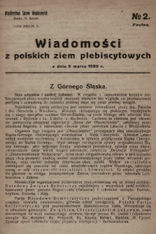 Wiadomości z polskich ziem plebiscytowych. 1920, nr 2