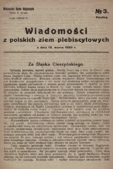 Wiadomości z polskich ziem plebiscytowych. 1920, nr 3