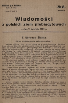 Wiadomości z polskich ziem plebiscytowych. 1920, nr 8