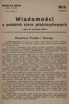 Wiadomości z polskich ziem plebiscytowych. 1920, nr 9