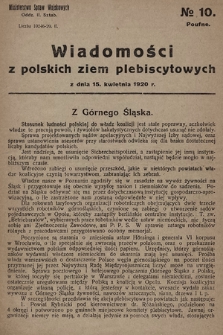 Wiadomości z polskich ziem plebiscytowych. 1920, nr 10