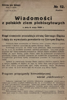 Wiadomości z polskich ziem plebiscytowych. 1920, nr 12
