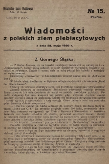 Wiadomości z polskich ziem plebiscytowych. 1920, nr 15