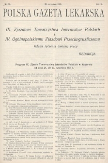Polska Gazeta Lekarska : dawniej Gazeta Lekarska, Przegląd Lekarski oraz Czasopismo Lekarskie i Lwowski Tygodnik Lekarski. 1931, nr 38