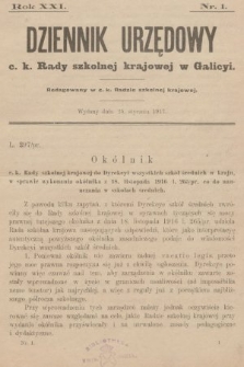 Dziennik Urzędowy c. k. Rady szkolnej krajowej w Galicyi. 1917, nr 1