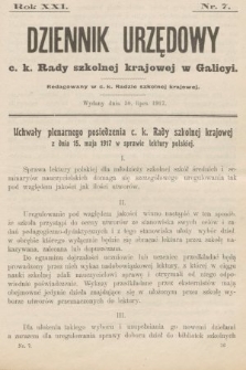 Dziennik Urzędowy c. k. Rady szkolnej krajowej w Galicyi. 1917, nr 7