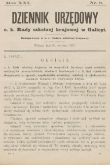 Dziennik Urzędowy c. k. Rady szkolnej krajowej w Galicyi. 1917, nr 9