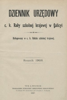 Dziennik Urzędowy c. k. Rady szkolnej krajowej w Galicyi. 1906, spisy