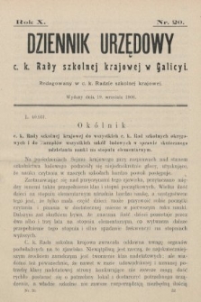 Dziennik Urzędowy c. k. Rady szkolnej krajowej w Galicyi. 1906, nr 20
