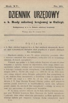 Dziennik Urzędowy c. k. Rady szkolnej krajowej w Galicyi. 1911, nr 20
