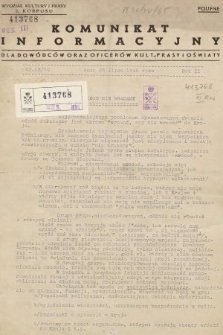 Komunikat Informacyjny dla Dowódców oraz Oficerów Kult., Prasy i Oświaty. 1945, nr 12