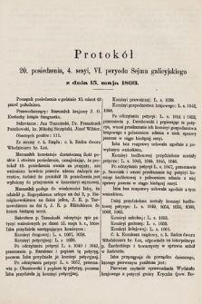 [Kadencja VI, sesja IV, pos. 20] Protokół 20. posiedzenia 4. sesyi, VI peryodu Sejmu Galicyjskiego