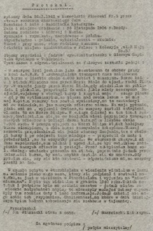 Protokuł spisany dnia 26.I.1943 w Kancelarii Placówki Nr. 5 przez strz. z cenzusem Starzeckiego Jana. 1943, nr 5