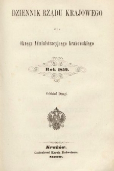 Dziennik Rządu Krajowego dla Okręgu Administracyjnego Krakowskiego. 1859, oddział 2 [całość]