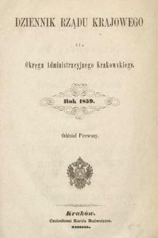 Dziennik Rządu Krajowego dla Okręgu Administracyjnego Krakowskiego. 1859, oddział 1 [całość]