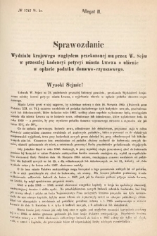 [Kadencja I, sesja IV, al. 2] Alegata do Sprawozdań Stenograficznych z Czwartej Sesyi Sejmu Galicyjskiego z roku 1866. Alegat 2
