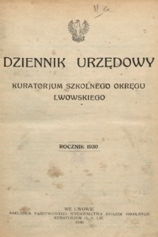 Dziennik Urzędowy Kuratorjum Okręgu Szkolnego Lwowskiego. 1930, indeks