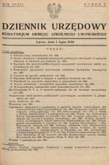 Dziennik Urzędowy Kuratorjum Okręgu Szkolnego Lwowskiego. 1930, nr 7