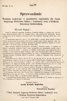 [Kadencja I, sesja IV, al. 7] Alegata do Sprawozdań Stenograficznych z Czwartej Sesyi Sejmu Galicyjskiego z roku 1866. Alegat 7