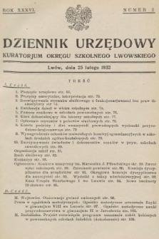 Dziennik Urzędowy Kuratorjum Okręgu Szkolnego Lwowskiego. 1932, nr 2