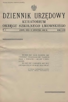 Dziennik Urzędowy Kuratorium Okręgu Szkolnego Lwowskiego. 1939, nr 4