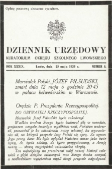 Dziennik Urzędowy Kuratorjum Okręgu Szkolnego Lwowskiego. 1935, nr 5