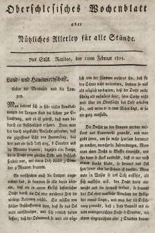 Oberschlesisches Wochenblatt : oder Nutzliches Alterey für alle Stände. 1803, nr 7