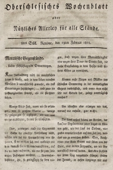 Oberschlesisches Wochenblatt : oder Nutzliches Alterey für alle Stände. 1803, nr 8