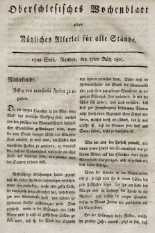 Oberschlesisches Wochenblatt : oder Nutzliches Alterey für alle Stände. 1803, nr 13