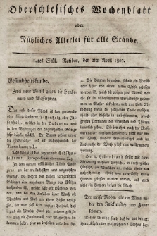 Oberschlesisches Wochenblatt : oder Nutzliches Alterey für alle Stände. 1803, nr 14