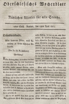 Oberschlesisches Wochenblatt : oder Nutzliches Alterey für alle Stände. 1803, nr 17