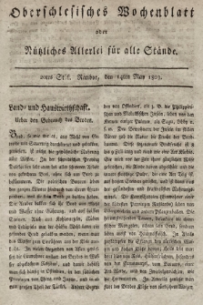 Oberschlesisches Wochenblatt : oder Nutzliches Alterey für alle Stände. 1803, nr 20