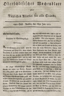 Oberschlesisches Wochenblatt : oder Nutzliches Alterey für alle Stände. 1803, nr 29