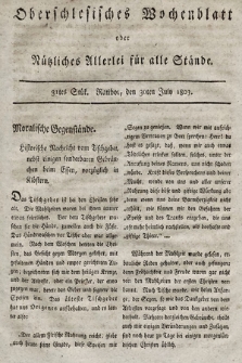 Oberschlesisches Wochenblatt : oder Nutzliches Alterey für alle Stände. 1803, nr 31