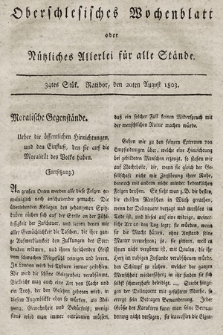 Oberschlesisches Wochenblatt : oder Nutzliches Alterey für alle Stände. 1803, nr 34