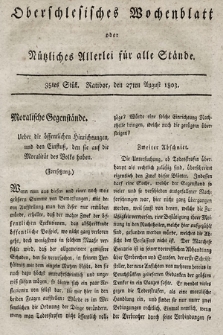 Oberschlesisches Wochenblatt : oder Nutzliches Alterey für alle Stände. 1803, nr 35