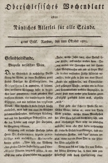 Oberschlesisches Wochenblatt : oder Nutzliches Alterey für alle Stände. 1803, nr 41