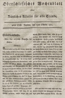Oberschlesisches Wochenblatt : oder Nutzliches Alterey für alle Stände. 1803, nr 42