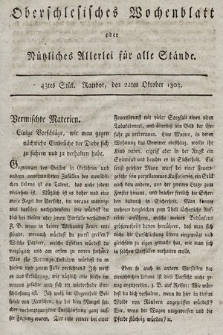Oberschlesisches Wochenblatt : oder Nutzliches Alterey für alle Stände. 1803, nr 43