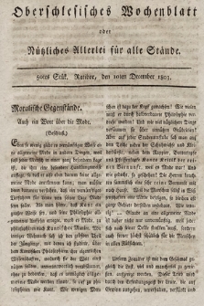 Oberschlesisches Wochenblatt : oder Nutzliches Alterey für alle Stände. 1803, nr 50