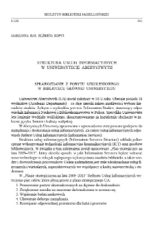 The Structure of the Information Services Department at Aberystwyth University. A Report of a Training Stay in the Main University Library