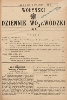 Wołyński Dziennik Wojewódzki. 1939, nr 9