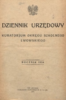 Dziennik Urzędowy Kuratorjum Okręgu Szkolnego Lwowskiego. 1934, indeks