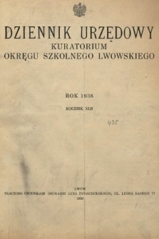 Dziennik Urzędowy Kuratorium Okręgu Szkolnego Lwowskiego. 1938, indeks