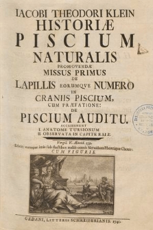 Iacobi Theodori Klein Historiæ Piscium Naturalis Promovendæ Missus cz. 1-5