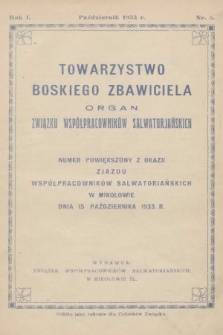 Towarzystwo Boskiego Zbawiciela : organ Związku Współpracowników Salwatorjańskich. 1933, nr 5