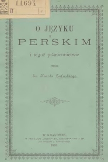 O języku perskim i tegoż piśmiennictwie