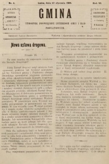 Gmina : tygodnik poświęcony interesom gmin i rad powiatowych. 1908, nr 4